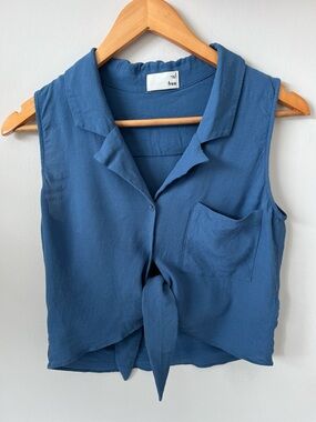 Wilfred Free Blue Sleeveless Tie-Front Blouse